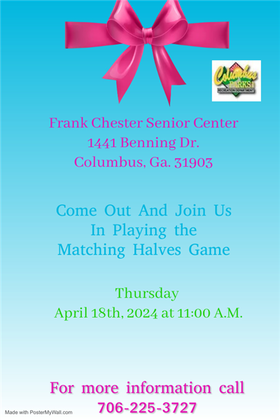 Matching Halves Game April 18th 11AM Frank Chester Senior Center