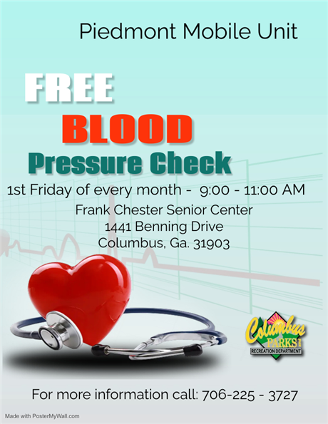 Blood Pressure Checks 1st Friday of every month
